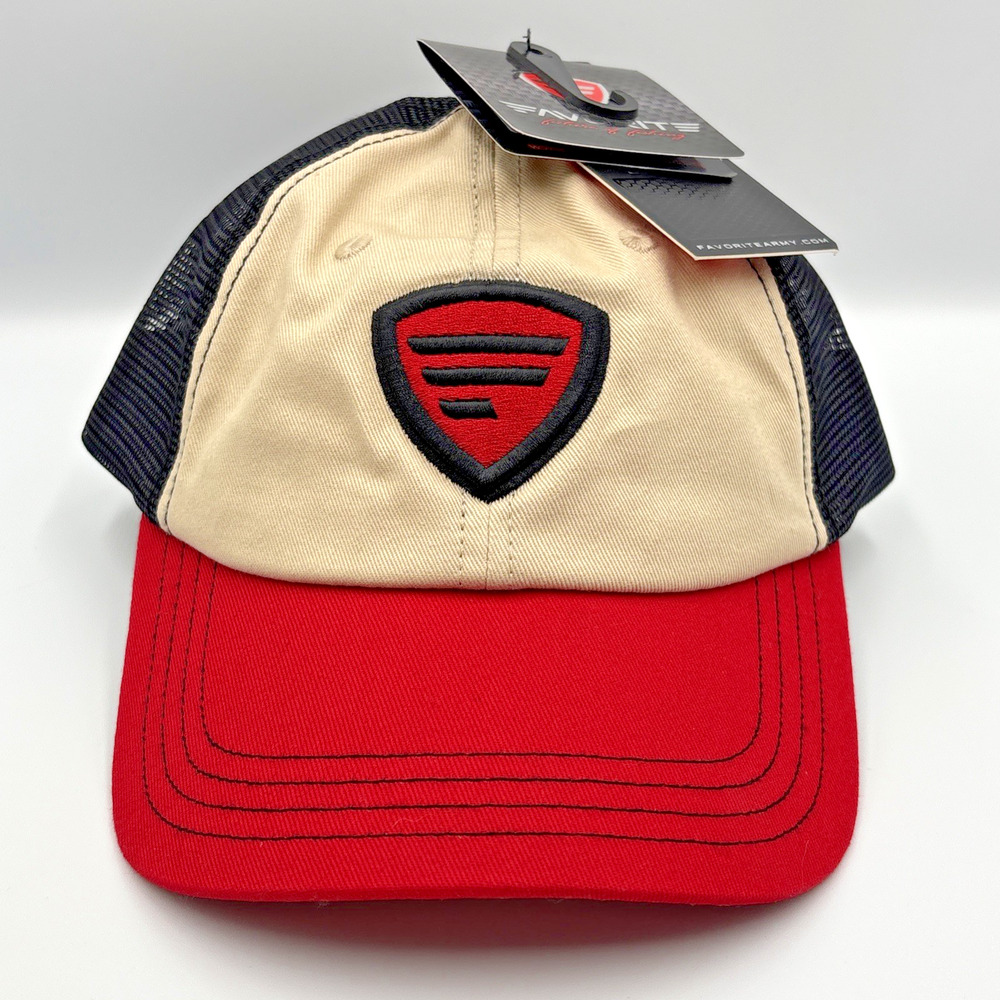 Favorite Brand Fishing Benchmark Mesh Snapback Cap Hat Red Tan Black NWT